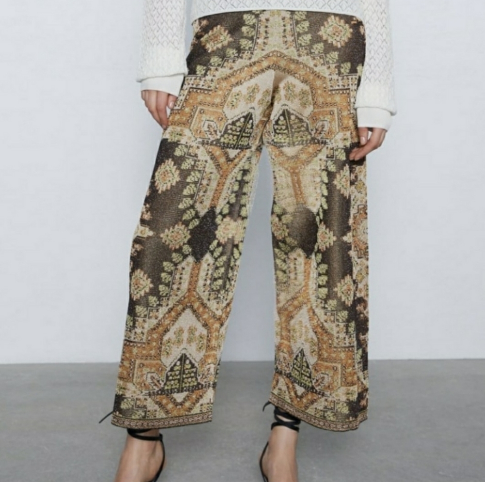 ZARA JACQUARD PANTS NWOT